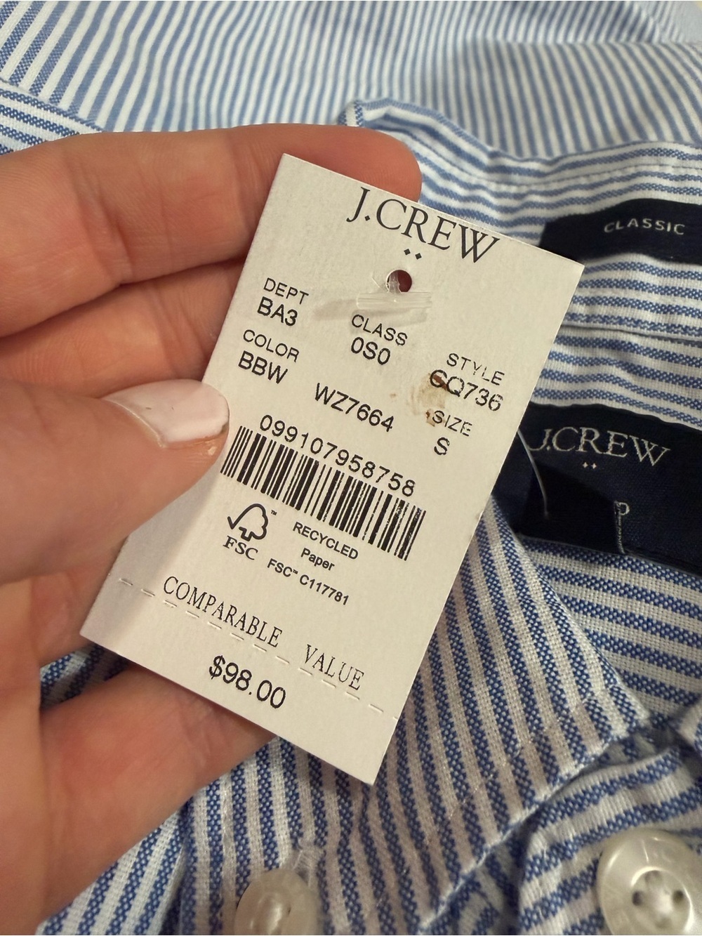 J crew bright Baltic stripe Classic-fit Everyday oxford shirt - Picture 4 of 4